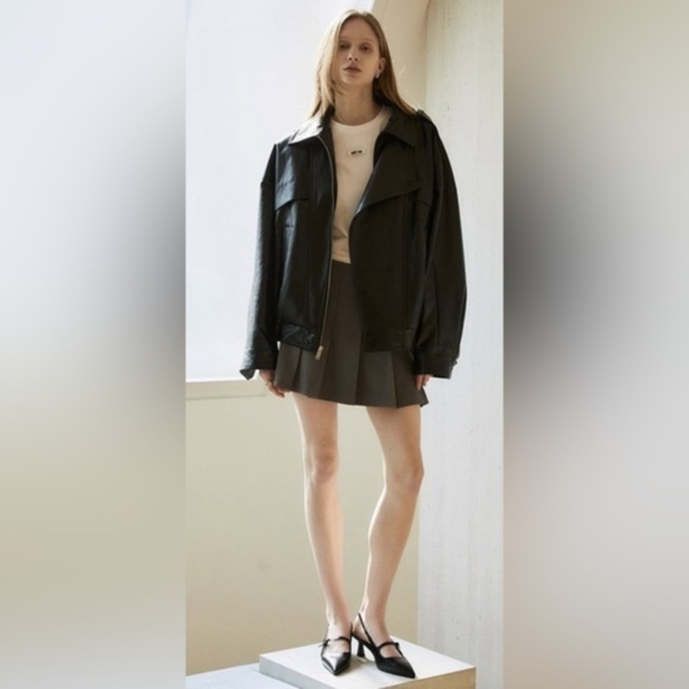 MUSEE Paris Black Lambs Leather Biker Jacket S